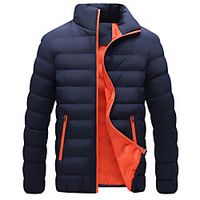 Men's Sports Puffer Jacket Hiking Down Jacket Hiking Windbreaker Winter Outdoor Thermal Warm Windproof Lightweight Breathable Outerwear Trench Coat Top Skiing Fishing Climbing Cai Lan Black Dark Blue Lightinthebox - thumbnail