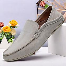 Men's Loafers Slip-Ons Suede Shoes Leather Comfortable Slip Resistant Loafer Khaki Beige Lightinthebox