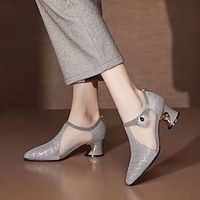 Women's Heels Boho Bohemia Beach Clear Shoes Office Daily Summer Sparkling Glitter Chunky Heel Wedge Heel Pointed Toe Closed Toe Elegant Classic Casual Walking Shoes Faux Suede Mesh Loafer Cut-out Lightinthebox - thumbnail