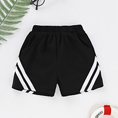 Kids Toddler Boys' Shorts Black Striped Print Active 2-8 Years Lightinthebox