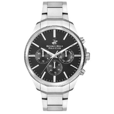 Beverly Hills Polo Club Men's Multi Function Display Watch & Metal Strap, Silver - BP3379X.350