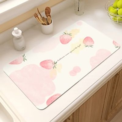 Thick Mats for Kitchen Counter Coffee Bar Mat Hide Stain Anti Absorbent Dish Drying Pad for Kitchen Counter, Floral Coffee Bar Decor Coffee Machine Mat Lightinthebox