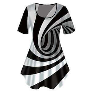 Women's Plus Size Tops T shirt Graphic 3D Print Short Sleeve Crewneck Basic Black Big Size XL XXL 3XL 4XL 5XL / Holiday miniinthebox