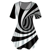 Women's Plus Size Tops T shirt Graphic 3D Print Short Sleeve Crewneck Basic Black Big Size XL XXL 3XL 4XL 5XL / Holiday miniinthebox - thumbnail