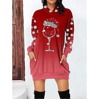 Women's Casual Dress Sweatshirt Dress Sports Dress Letter Print Pocket Print Hooded Mini Dress Active Fashion Outdoor Christmas Long Sleeve Loose Fit Light Pink Black Red Fall S M L XL XXL Lightinthebox - thumbnail