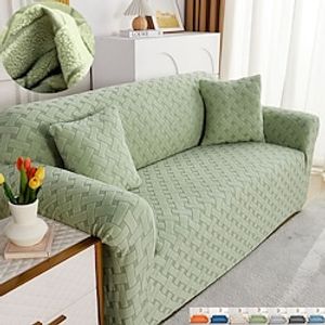 Stretch Sofa Cover Slipcover Jacquard Elastic Sectional Couch Armchair Loveseat 4 or 3 Seater L Shape Grey Botanical Plants Soft Durable Washable Lightinthebox