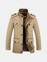 Mens Plus Size Military Style Multi Pockets Coats