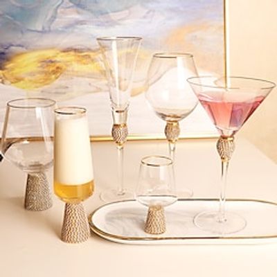 1pcs Wine Glasses Champagne Goblet Crystal Grape Glass Wine Glass Wine Glass Gold Rim Cocktail Glass. Lightinthebox