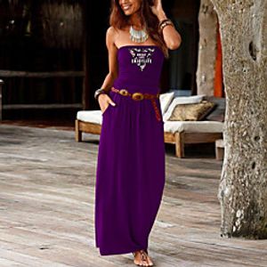 Women's Sheath Dress Maxi long Dress Purple Wine Army Green Dusty Rose Green Royal Blue Black Dark Gray Red Navy Blue Sleeveless Letter Animal Summer Strapless Formal 2021 S M L XL XXL miniinthebox