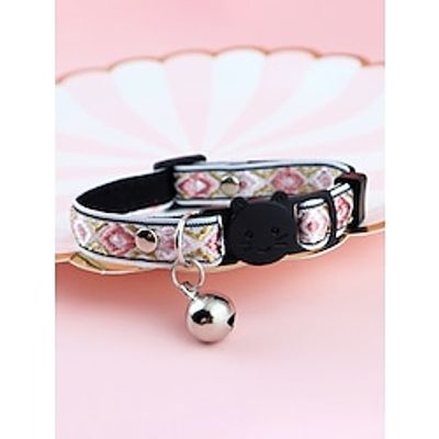 Dog Cat Collar With Bell Decoration Safety Adjustable Adorable Outdoor Hiking Walking Floral Print Oxford Cloth Poodle Toy Poodle Baby Pet Small Dog Medium Dog Pink 1PC Lightinthebox