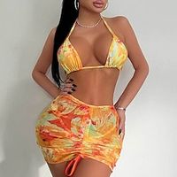 Women's Swimwear Bikini Beach Bottom Normal Swimsuit 3-Piece Printing Tie Dye Beach Wear Holiday Bathing Suits Lightinthebox