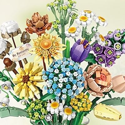 Mini Blocks Flower Bouquet Building Sets Artificial Flowers Diy Unique Decoration Home 646 Pieces mother day for her Lightinthebox
