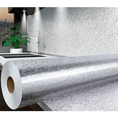 self-adhesive kitchen decoration oil-proof stickers home oil fume stickers renovation wall stickers moisture-proof cabinet aluminum foil wallpaper Lightinthebox