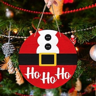 Christmas Wood Wall Sign, Wooden Pattern Round Plaque Sign Wall Decor Accessories, For Home Decor Room Decor Household Items miniinthebox