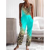 Women's Petite Sets 2 Pieces Leopard Comfort Home Daily Polyester Sleeveless Summer Spring Black White Lightinthebox - thumbnail