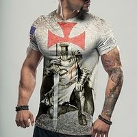 Men's T shirt Tee Graphic Crew Neck Light gray Gray Knight Casual Daily Short Sleeve Clothing Apparel Fashion Lightweight Big and Tall  Summer  Summer Lightinthebox - thumbnail