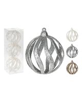 Homesmiths Christmas Ball 3 x 80 mm Silver Assorted 1 Piece - thumbnail