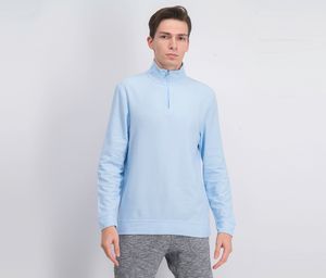Men 1/2 Zip Pullover Birdseye Performance Sweater  Pale Ink Blue