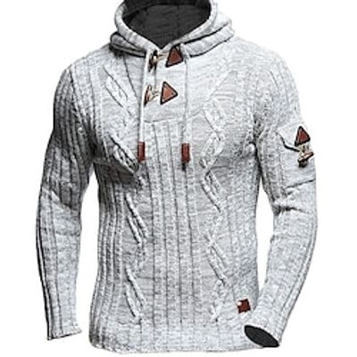 Men's Sweater Cardigan Pullover Sweater Jumper Sweater Hoodie Turtleneck Sweater Cable Knit Regular Knitted Plain Crew Neck Keep Warm Modern Contemporary Daily Wear Going out Clothing Apparel Fall Lightinthebox