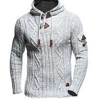 Men's Sweater Cardigan Pullover Sweater Jumper Sweater Hoodie Turtleneck Sweater Cable Knit Regular Knitted Plain Crew Neck Keep Warm Modern Contemporary Daily Wear Going out Clothing Apparel Fall Lightinthebox - thumbnail