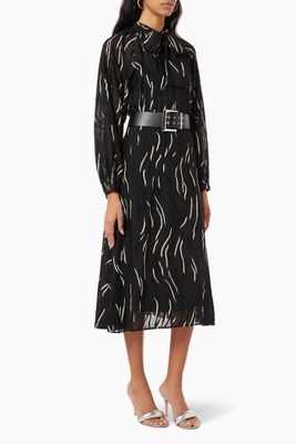 Pussy Bow Midi Dress in Viscose Blend Pussy Bow Midi Dress in Viscose Blend