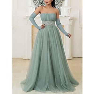 A-Line Prom Dresses Elegant Dress Formal Sweep Brush Train Christmas Red Green Dress Long Sleeve Strapless Tulle with Bow(s) Pleats Sequin 2023 Lightinthebox A-Line Prom Dresses Elegant Dress Formal Sweep Brush Train Christmas Red Green Dress Long Sleeve Strapless Tulle with Bow(s) Pleats Sequin 2023 Lightinthebox