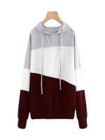 Autumn/winter new style sweater women's European and American long-sleeved stitching color matching hooded blouse