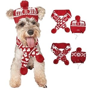 Pet Cat Dog Knitted Christmas Scarf Hat Accessories Adjustable Collar Bib Lightinthebox