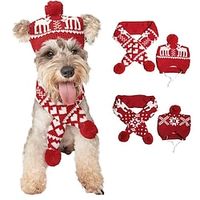 Pet Cat Dog Knitted Christmas Scarf Hat Accessories Adjustable Collar Bib Lightinthebox - thumbnail