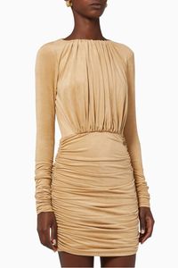 Draped Faux Suede Dress