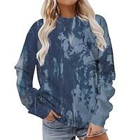 Women's Hoodie Basic Tie Dye Basic Round Neck Standard Spring 144 blue Lightinthebox - thumbnail