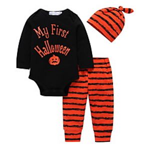 3 Pieces Baby Boys' Basic Striped Print Letter Print Long Sleeve Regular Clothing Set Black Lightinthebox