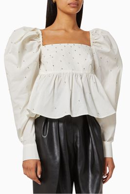Cropped Blouse With Basque And Crystal Embroidery Cropped Blouse With Basque And Crystal Embroidery