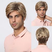 Synthetic Wig Uniforms Career Costumes Princess kinky Straight Middle Part Layered Haircut Machine Made Wig 8 inch Light Brown Synthetic Hair Men's Cosplay Party Fashion Multi-color Lightinthebox - thumbnail