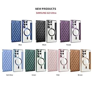 Phone Case For Samsung Galaxy S23 Ultra Plus With Magsafe Magnetic Anti-theft Support Wireless Charging Retro Geometric Pattern TPU PU Leather miniinthebox
