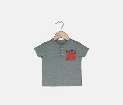 Toddlers Boys Crab Pocket T-Shirt Grey Toddlers Boys Crab Pocket T-Shirt Grey