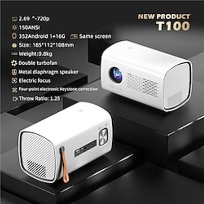 Factory Outlet T100 LCD Projector Built-in speaker Mini Handheld Pocket Portable WIFI Projector Keystone Correction 720P (1280x720) 1500 lm Android 9.0 Compatible with iOS and Android TV Stick HDMI Lightinthebox Factory Outlet T100 LCD Projector Built-in speaker Mini Handheld Pocket Portable WIFI Projector Keystone Correction 720P (1280x720) 1500 lm Android 9.0 Compatible with iOS and Android TV Stick HDMI Lightinthebox