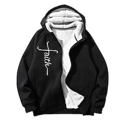 Women's Zip Hoodie Sweatshirt Fleece Jacket Sherpa Fleece Lined Letter Warm Fuzzy Zip Up Print Black Navy Blue Casual Sports Hoodie Long Sleeve Top Micro-elastic Winter Lightinthebox