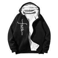 Women's Zip Hoodie Sweatshirt Fleece Jacket Sherpa Fleece Lined Letter Warm Fuzzy Zip Up Print Black Navy Blue Casual Sports Hoodie Long Sleeve Top Micro-elastic Winter Lightinthebox - thumbnail