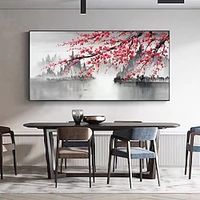 Hand painted Large Abstract Flower Oil Painting on Canvas Original Cherry Blossoms Painting Home Room Decor Living room Wall Decor Modern Wall Art Rolled Canvas No Frame Lightinthebox