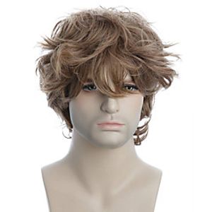 Men's Short Curly Hair Fluffy Brown Wig with Halloween Cosplay Wig miniinthebox