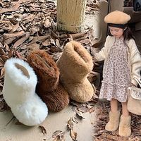 Boys Girls' Boots Daily Cosplay Bootie Fur Lining Faux Fur Portable Non-slipping Height-increasing Princess Shoes Big Kids(7years ) Little Kids(4-7ys) Daily Theme Party Walking White Brown Spring Lightinthebox - thumbnail