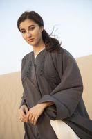 Grey Abaya With Hand Embroidery (XS) - thumbnail
