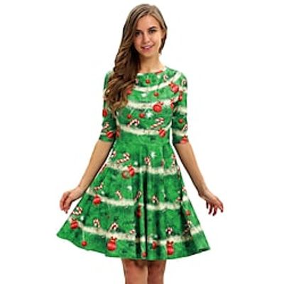 Santa Claus Elf Dress Fancy Christmas Dress Women's Cosplay Costume Christmas Christmas New Year Christmas Eve Adults' Party Christmas Polyester Dress Lightinthebox