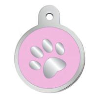 ID Tag Circle Epoxy Pink Paw Small