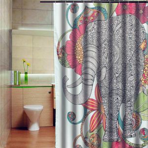 59x71 inch Elephant Beautiful Design Waterproof Fabric Polyester Shower Curtain With Hooks