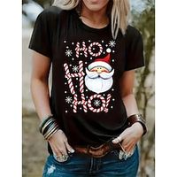 Ugly Christmas Shirt Women's T shirt Tee Letter Santa Claus Black Print Short Sleeve Daily Weekend Fashion Round Neck Regular Fit Spring  Summer Lightinthebox - thumbnail