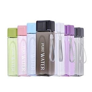 Water Bottle Transparent Square Plastic Drink Cup Outdoor Cold Juice Milk Sport Bottle With Portable Rope Leakproof Water Bottle Lightinthebox