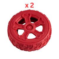 Miss Bear Red Rubber Tyre Dog Chew Toy - 5 inch - Medium Dogs (Pack Of 2)