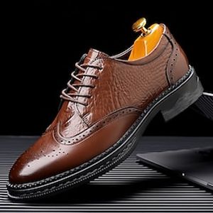 Men's Oxfords Formal Shoes Brogue Dress Shoes Vintage Business Wedding Party  Evening Cowhide Wear Resistance Lace-up Black Brown Summer Spring Fall miniinthebox